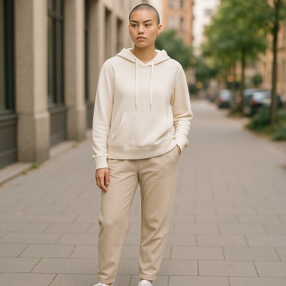 Forever 21 Womens Hoodie Cream Fuzzy Soft Kangaroo Pocket Drawstring Small‎ - Picture 1 of 10